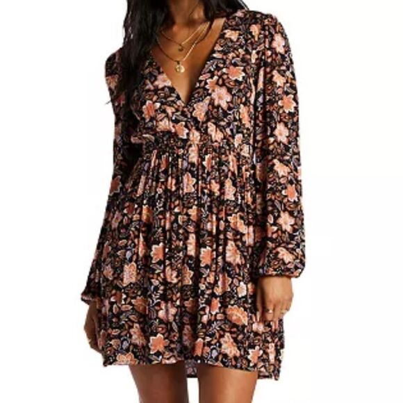 Billabong Sweetest Dream Floral Mini Dress net sz M - Picture 1 of 9